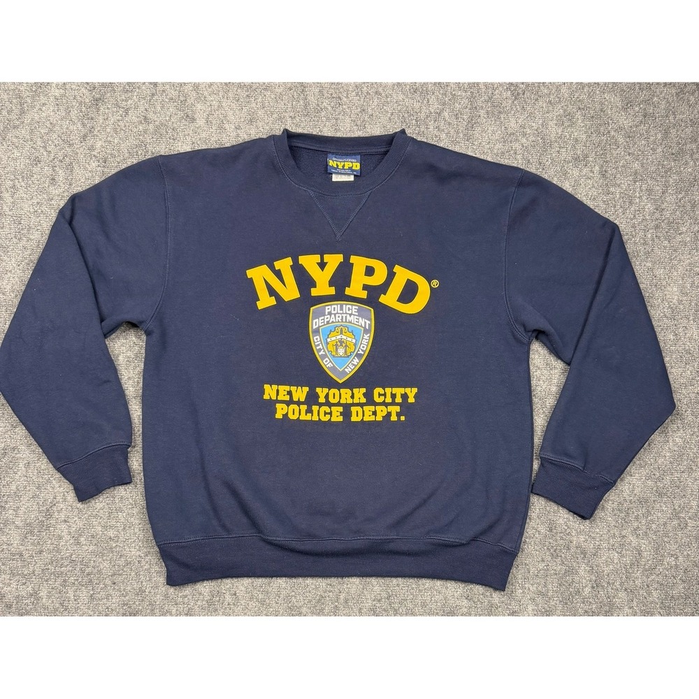 NYPD New York City Police Dept Crewneck Sweatshirt Navy Blue Mens Large